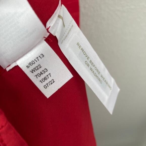 LOFT V Neck Textured Embossed Tiered Dress - Scarlet Red - 4 - Picture 8 of 11